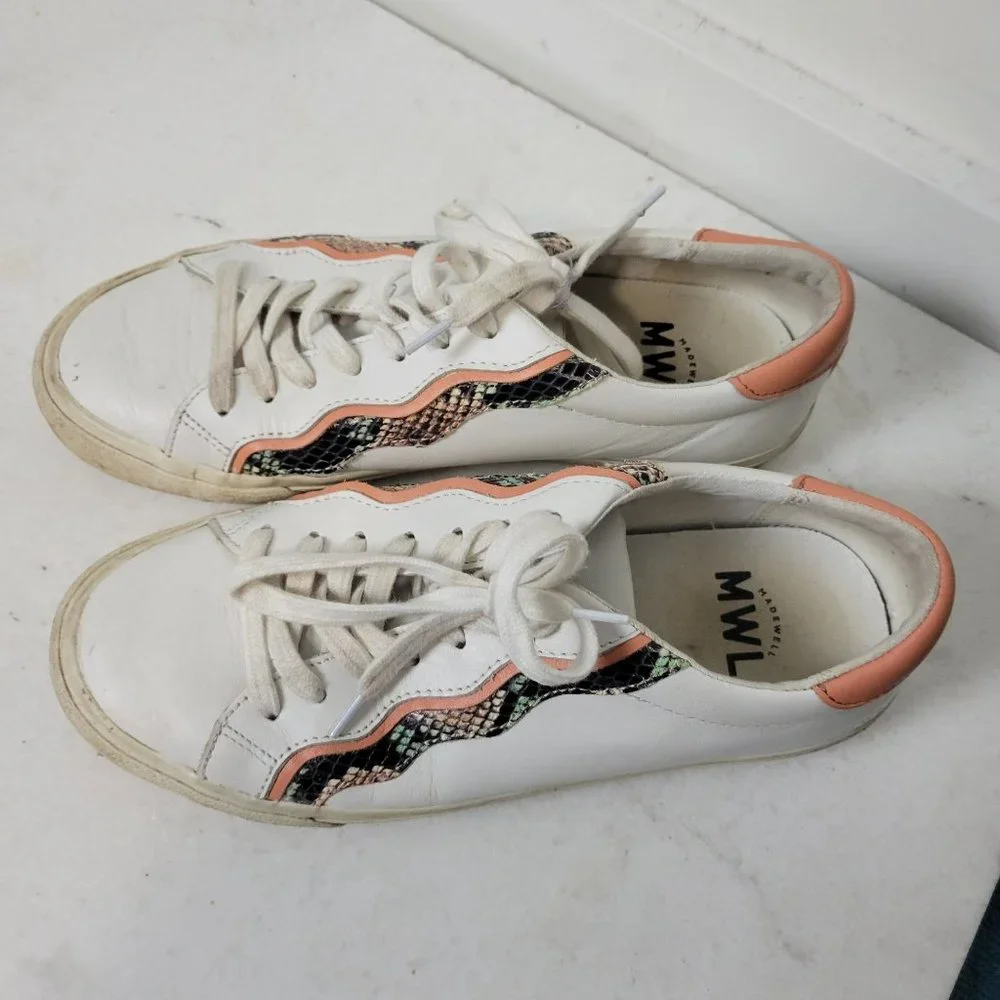 Madewell Sidewalk Low-Top Sneakers Snake Embossed Leather: Wave Edition 8 - Picture 12 of 13